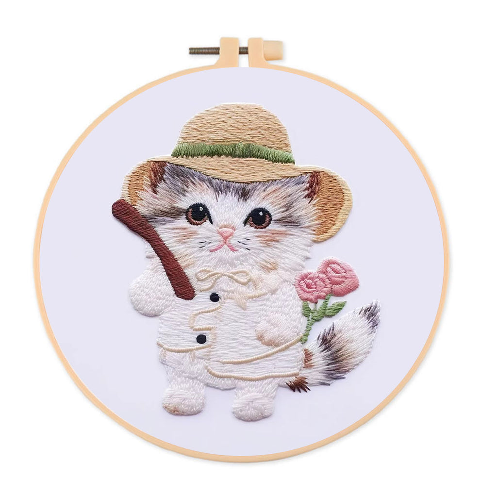 Rubbyoo Embroidery Kit - Hat Cat - 20*20cm - image 0