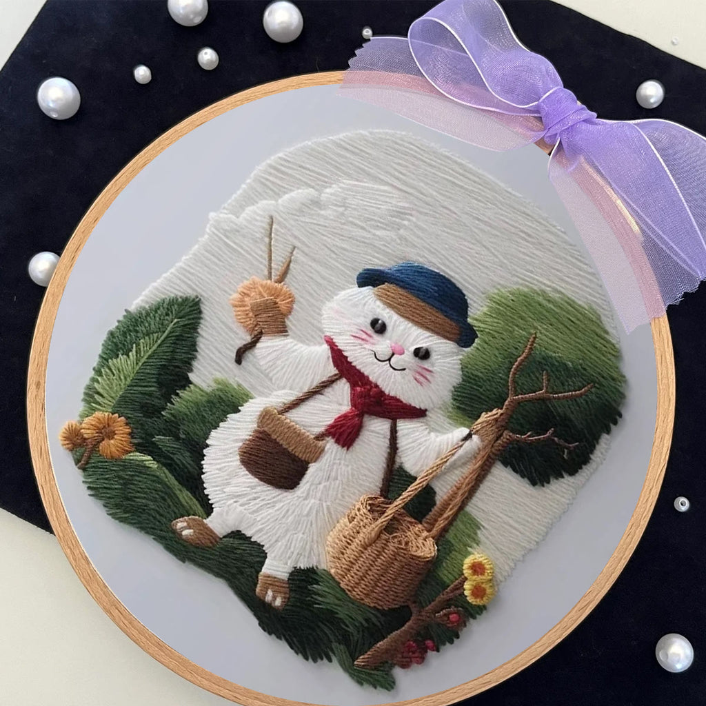 Rubbyoo Embroidery Kit - Forest White Cat - image 7