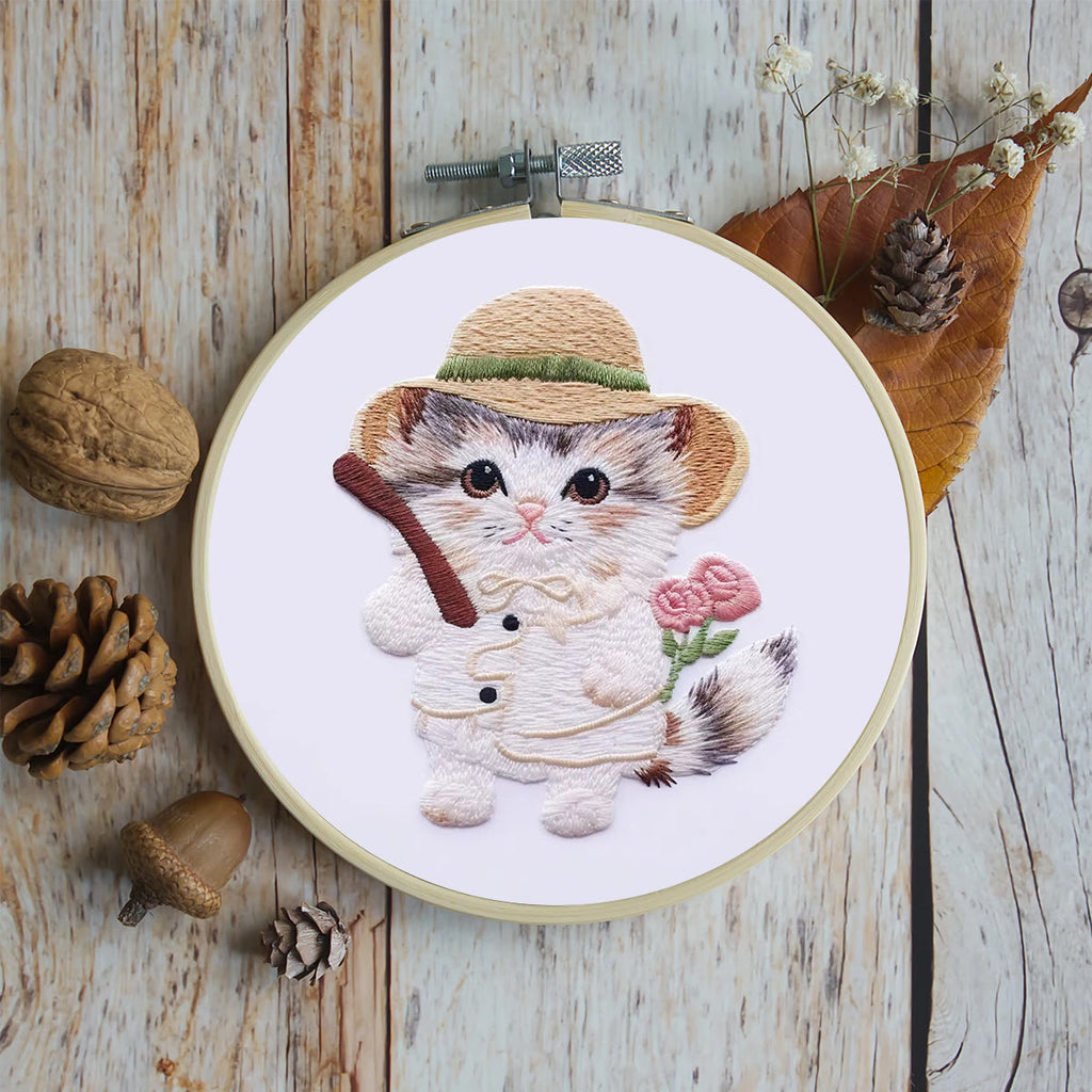 Rubbyoo Embroidery Kit - Hat Cat - image 1