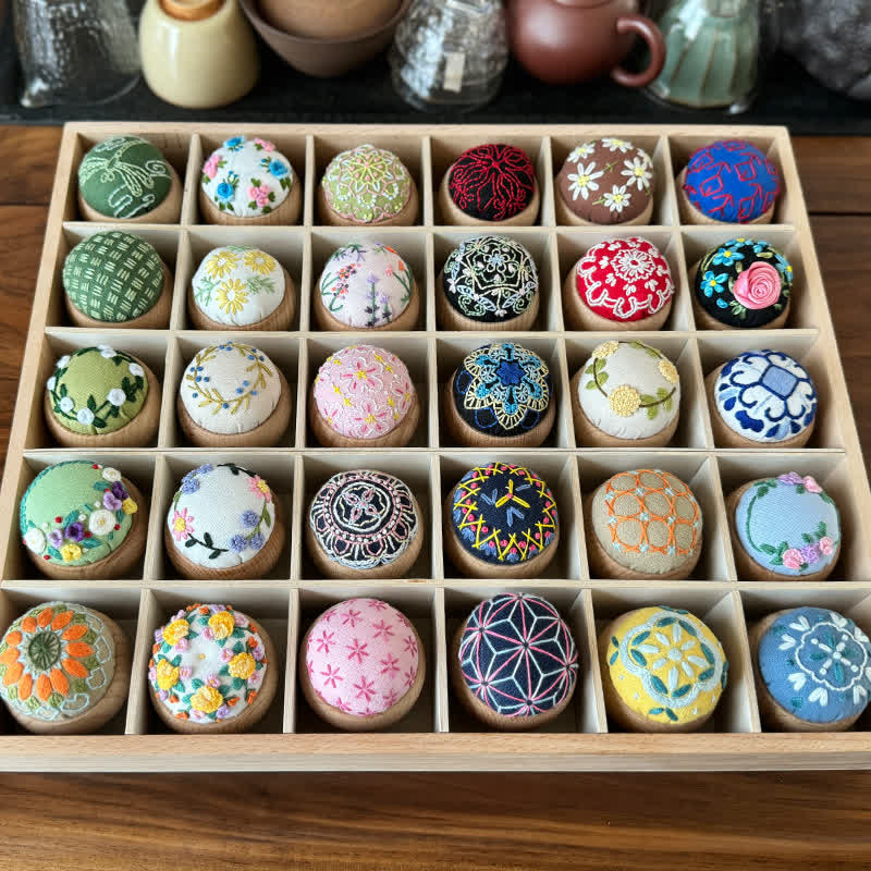 Wooden Embroidery Pin Cushion Pin Keeper - image 0