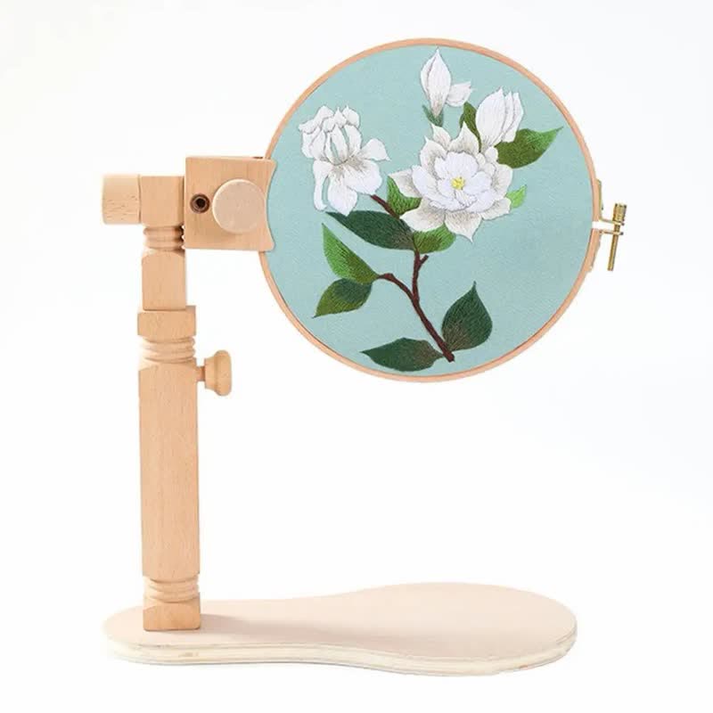 Round Embroidery Frame Holder - Quality Wooden 360 Degree Adjustable Rotatable Seat Stand - image 0