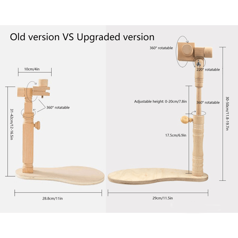 Round Embroidery Frame Holder - Quality Wooden 360 Degree Adjustable Rotatable Seat Stand - image 1