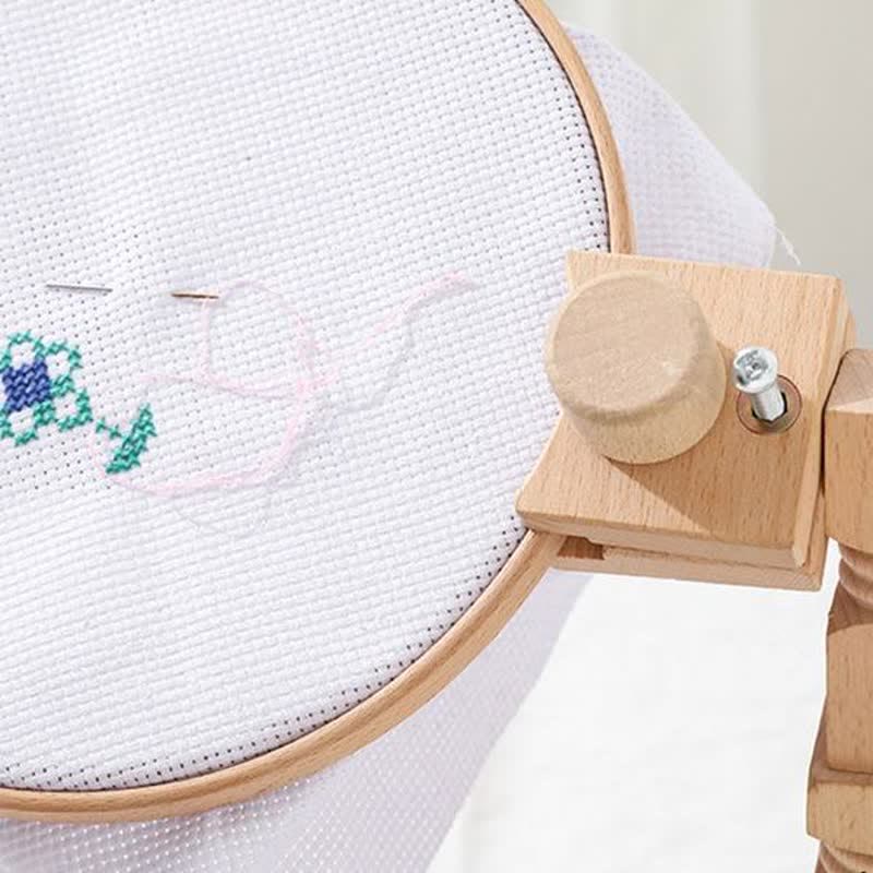 Round Embroidery Frame Holder - Quality Wooden 360 Degree Adjustable Rotatable Seat Stand - image 5