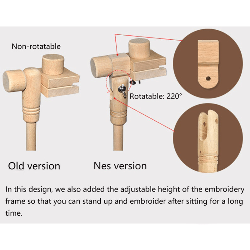 Round Embroidery Frame Holder - Quality Wooden 360 Degree Adjustable Rotatable Seat Stand - image 3