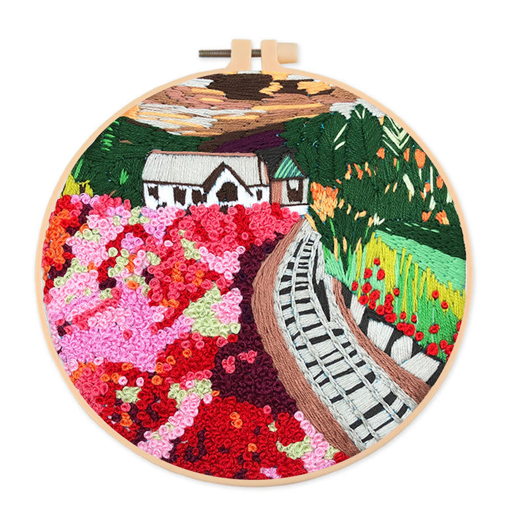 Rubbyoo Embroidery Kit - Pink Flower Garden - image 0