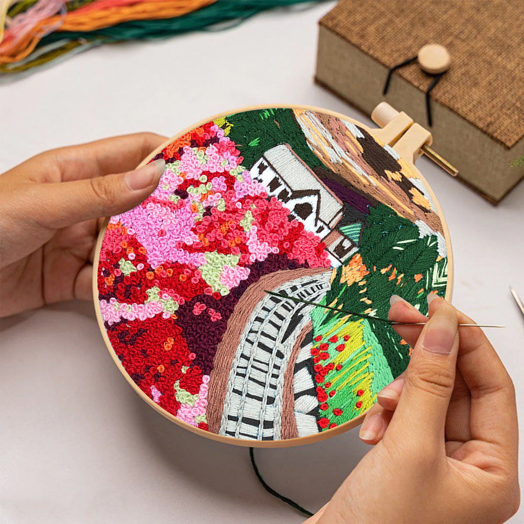 Rubbyoo Embroidery Kit - Pink Flower Garden - image 1