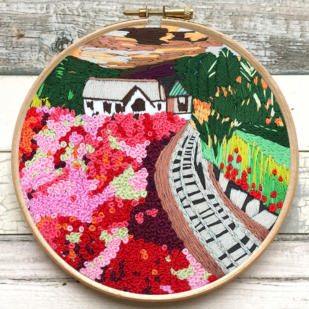 Rubbyoo Embroidery Kit - Pink Flower Garden - image 6