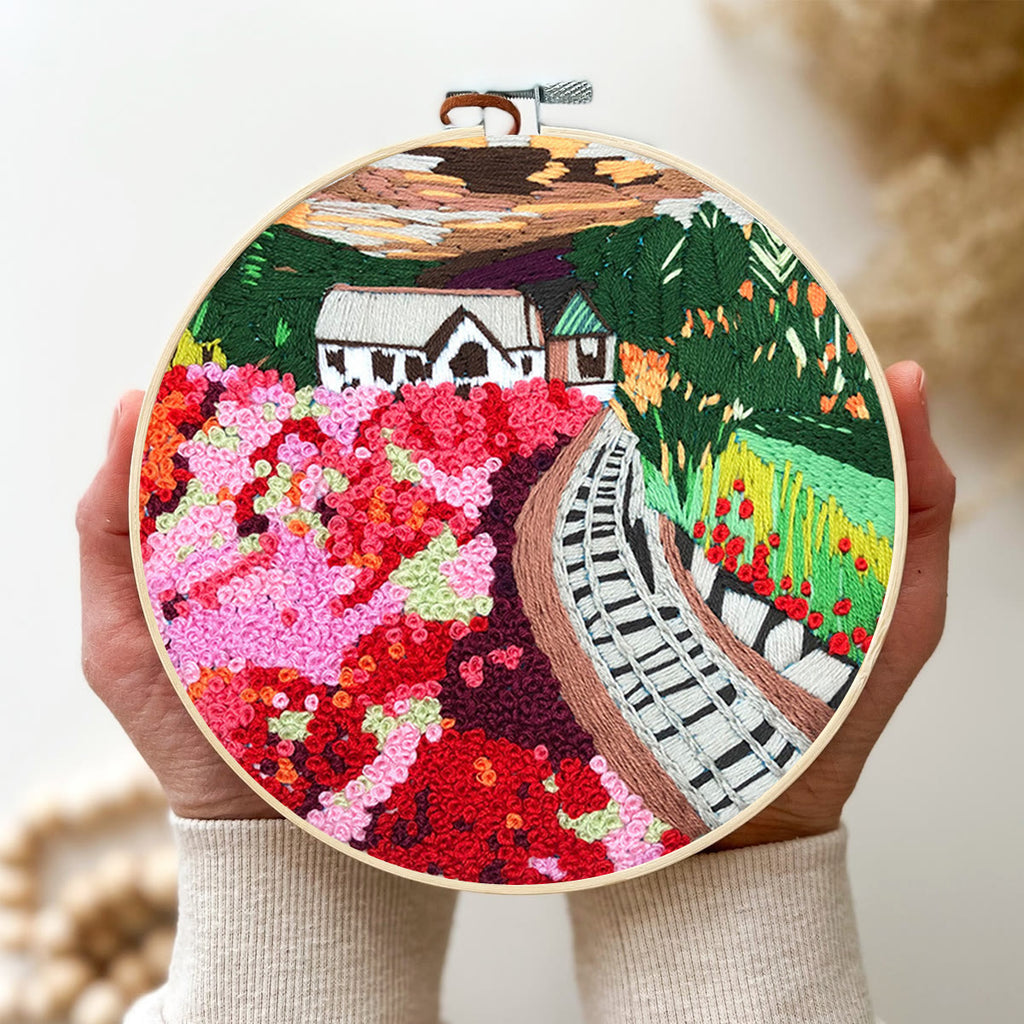 Rubbyoo Embroidery Kit - Pink Flower Garden - image 2