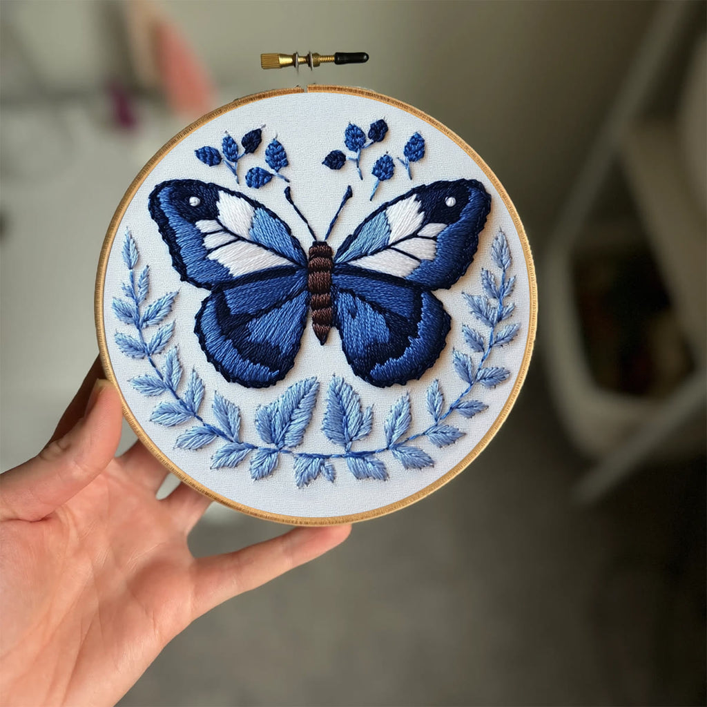 Rubbyoo Embroidery Kit - Deep Blue Butterfly - image 1