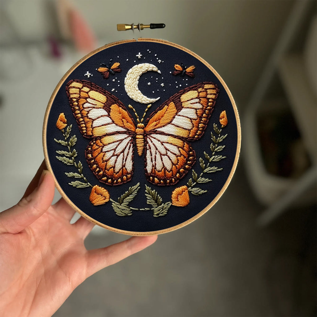 Rubbyoo Embroidery Kit -   Orange Moon Butterfly - image 1