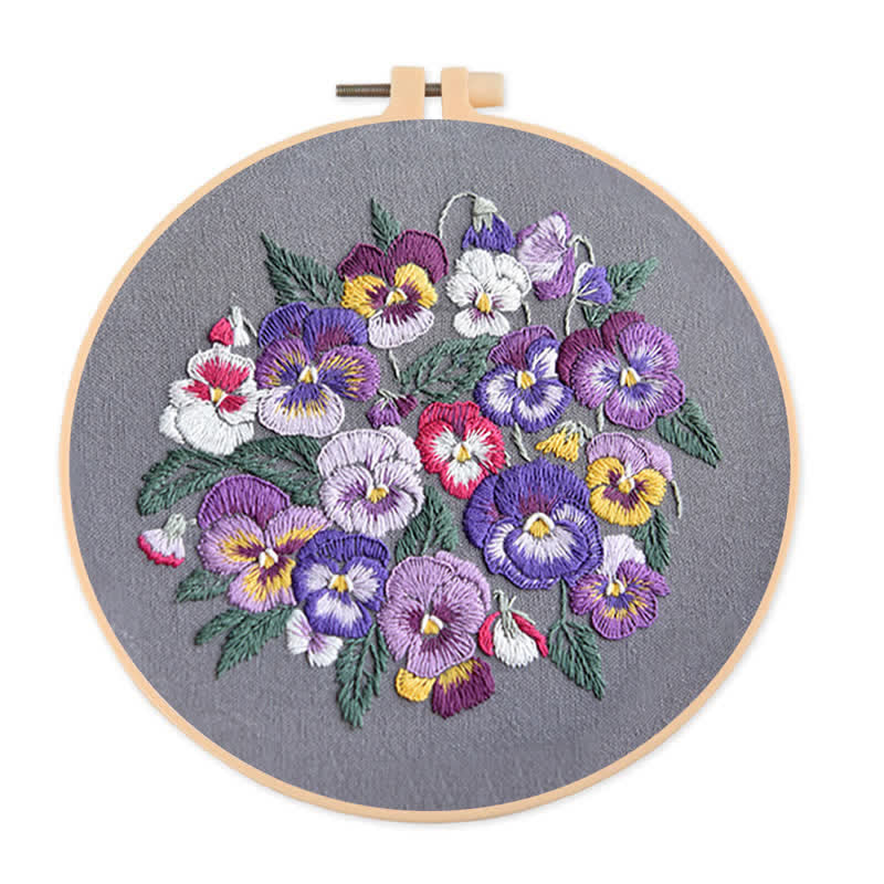 Rubbyoo Embroidery Kit - Pansies - 20*20cm - image 0