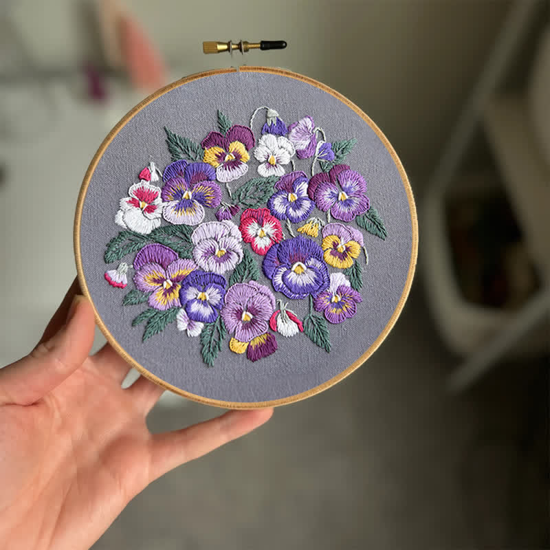 Rubbyoo Embroidery Kit - Pansies - image 1