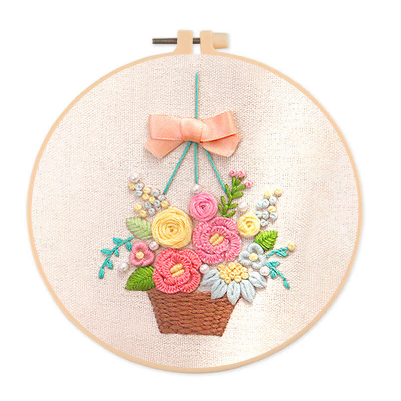 Rubbyoo Embroidery Kit - Basket Of Peonies - image 0