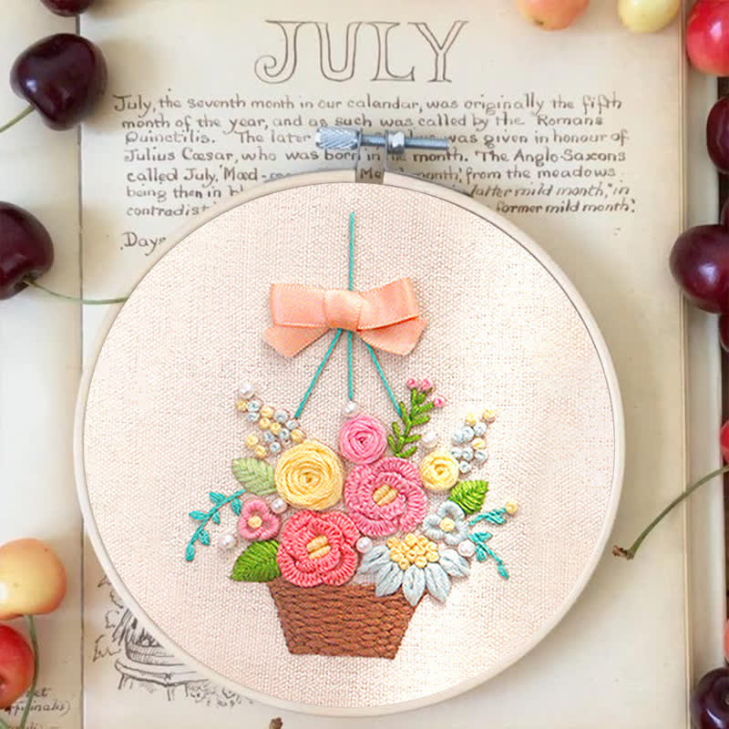 Rubbyoo Embroidery Kit - Basket Of Peonies - image 2