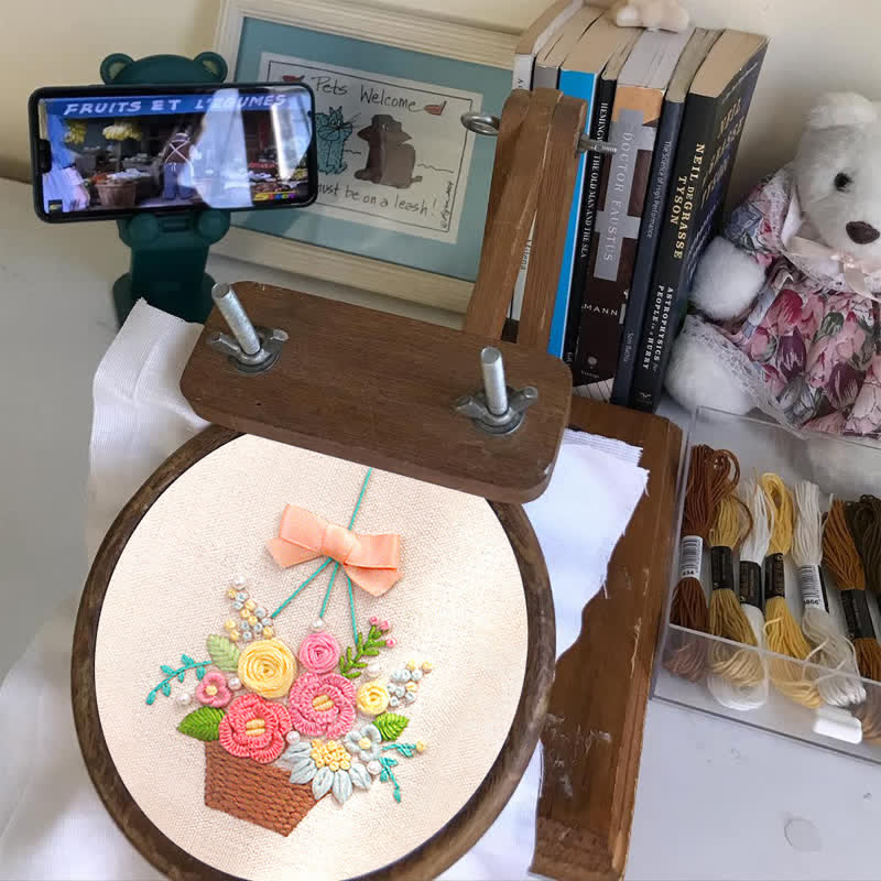 Rubbyoo Embroidery Kit - Basket Of Peonies - image 3