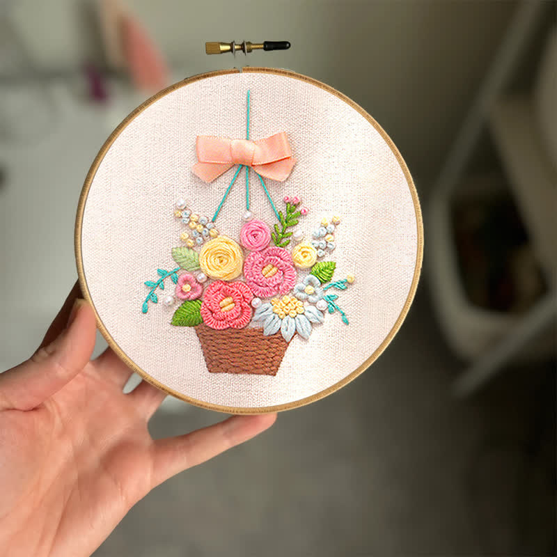 Rubbyoo Embroidery Kit - Basket Of Peonies - image 1