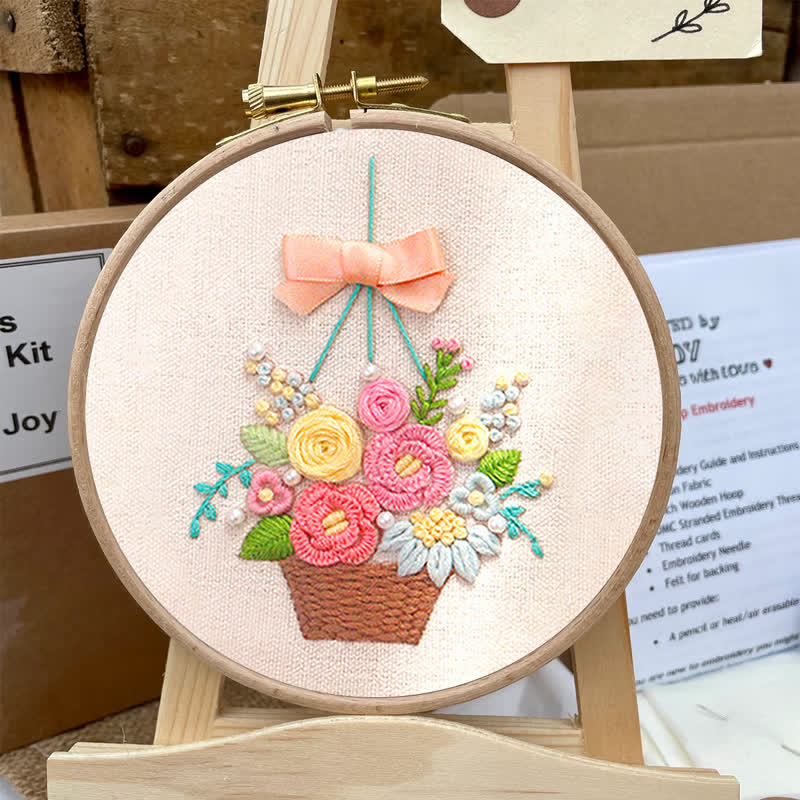 Rubbyoo Embroidery Kit - Basket Of Peonies - image 7