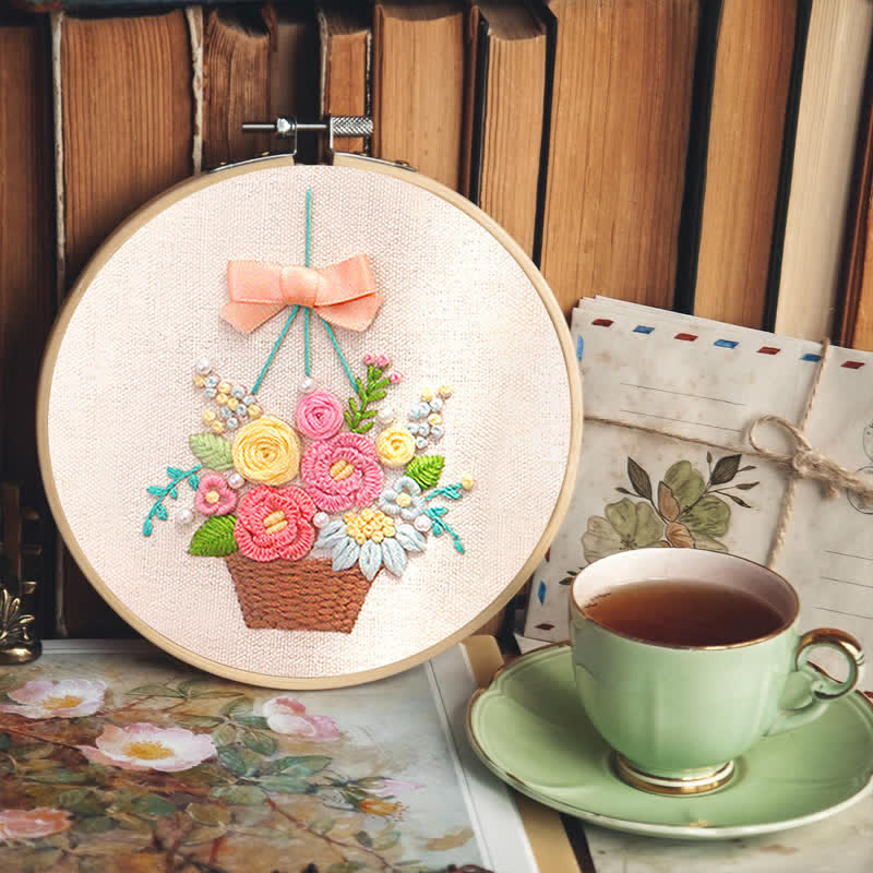 Rubbyoo Embroidery Kit - Basket Of Peonies - image 5