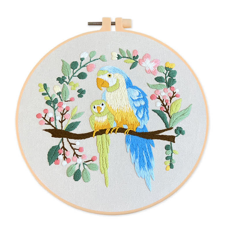 Rubbyoo Embroidery Kit - Loving Parrot Mother and Child - image 0