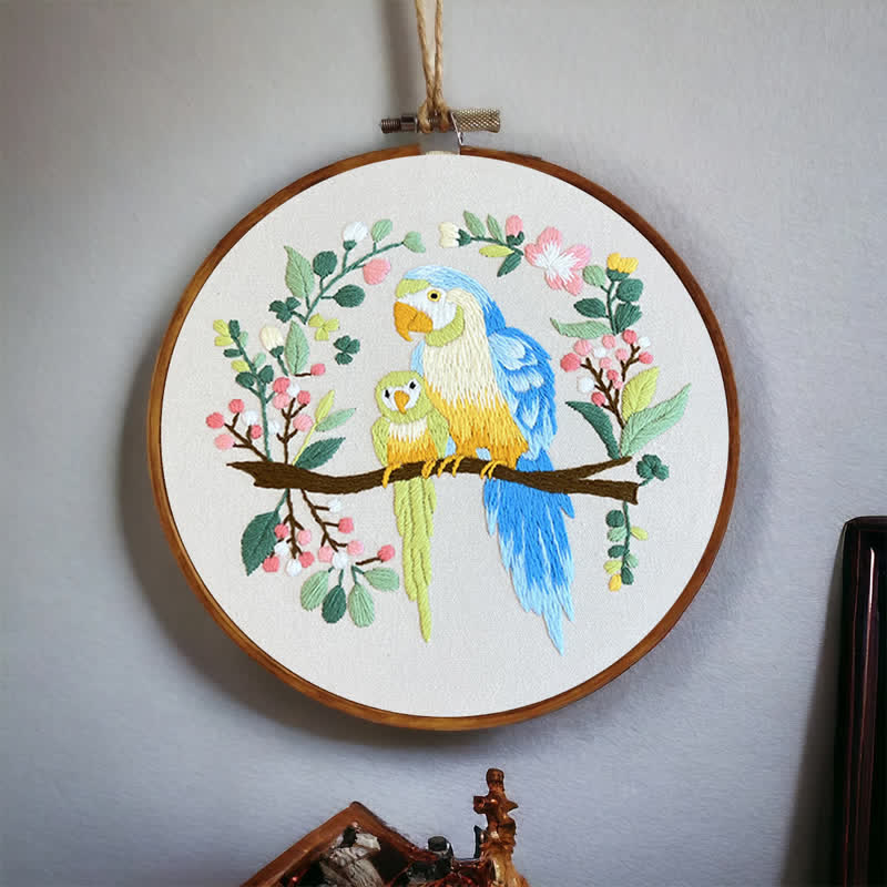 Rubbyoo Embroidery Kit - Loving Parrot Mother and Child - image 3