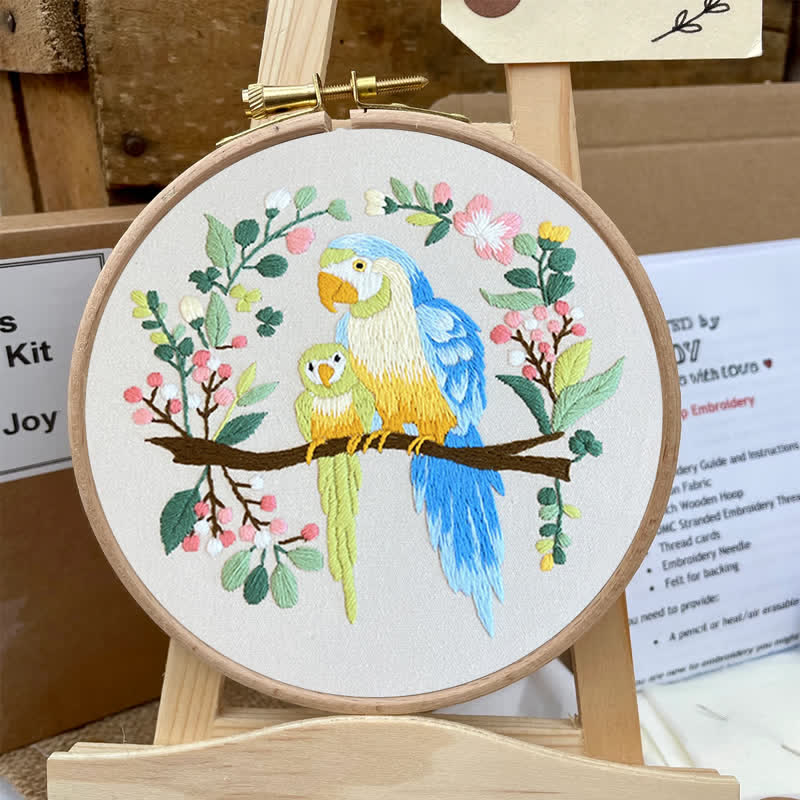 Rubbyoo Embroidery Kit - Loving Parrot Mother and Child - image 4