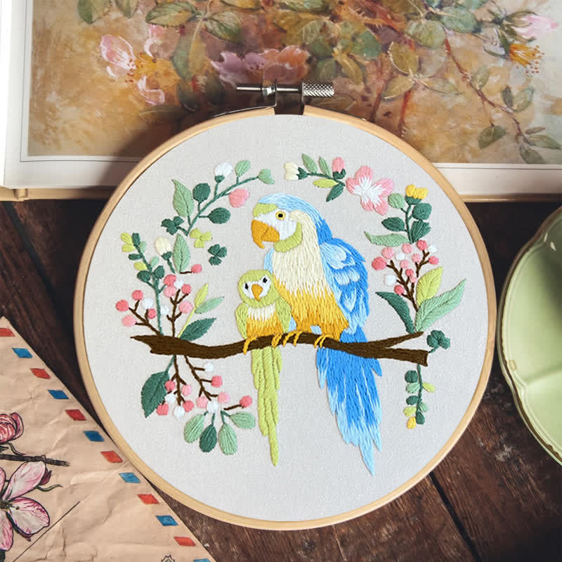 Rubbyoo Embroidery Kit - Loving Parrot Mother and Child - image 6