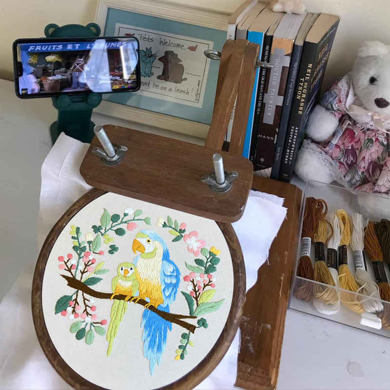 Rubbyoo Embroidery Kit - Loving Parrot Mother and Child - image 5