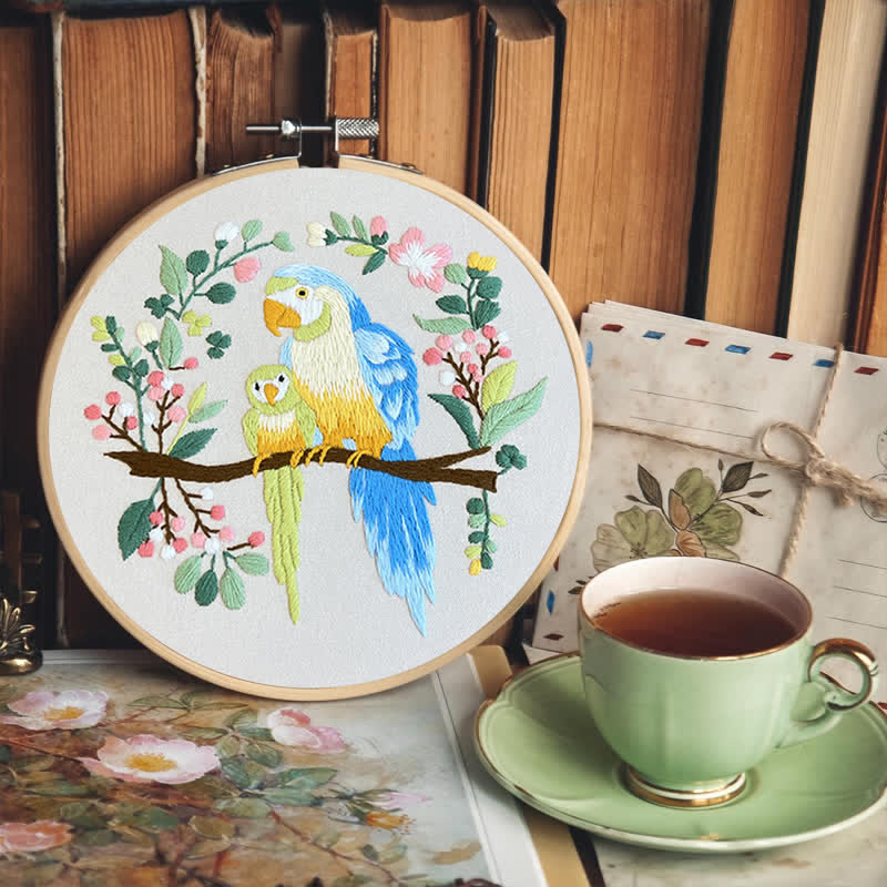 Rubbyoo Embroidery Kit - Loving Parrot Mother and Child - image 7