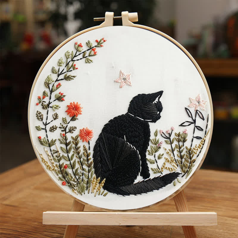 Rubbyoo Embroidery Kit - Floral Black Cat  - image 3
