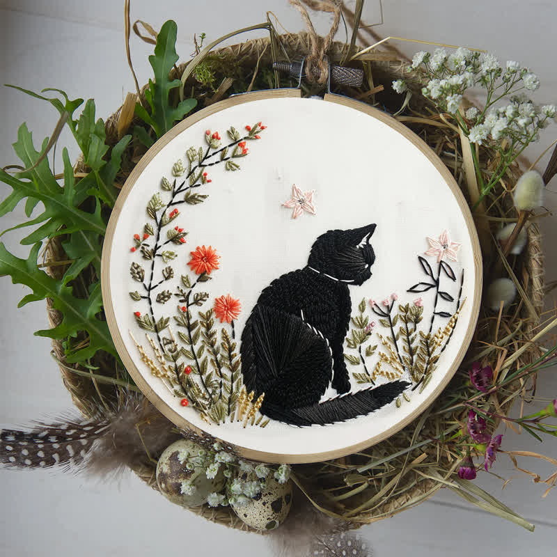 Rubbyoo Embroidery Kit - Floral Black Cat  - image 8