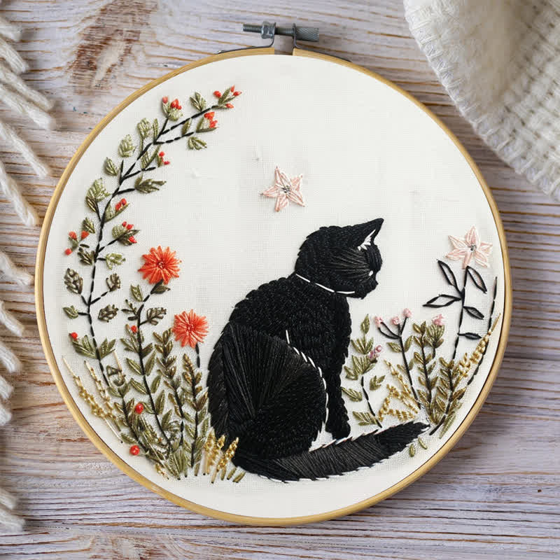 Rubbyoo Embroidery Kit - Floral Black Cat  - image 7