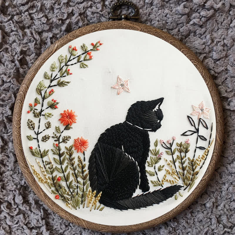 Rubbyoo Embroidery Kit - Floral Black Cat  - image 9