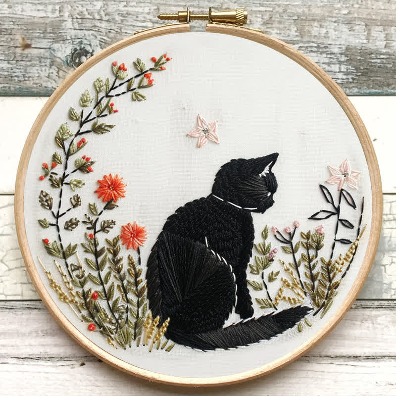 Rubbyoo Embroidery Kit - Floral Black Cat  - image 6