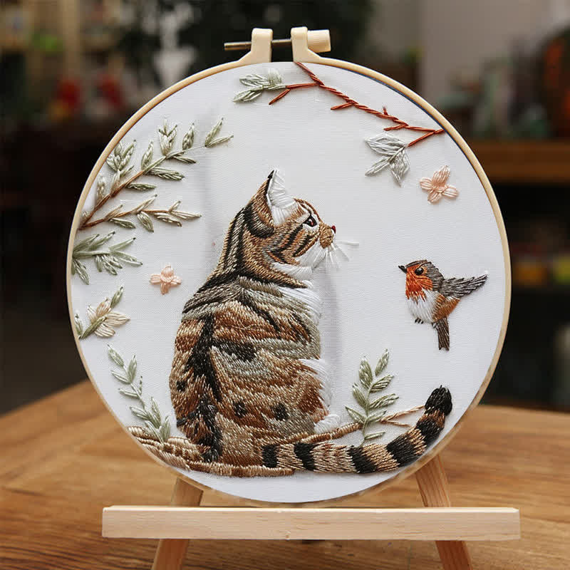 Rubbyoo Embroidery Kit - Garden Cat and Bird - image 3