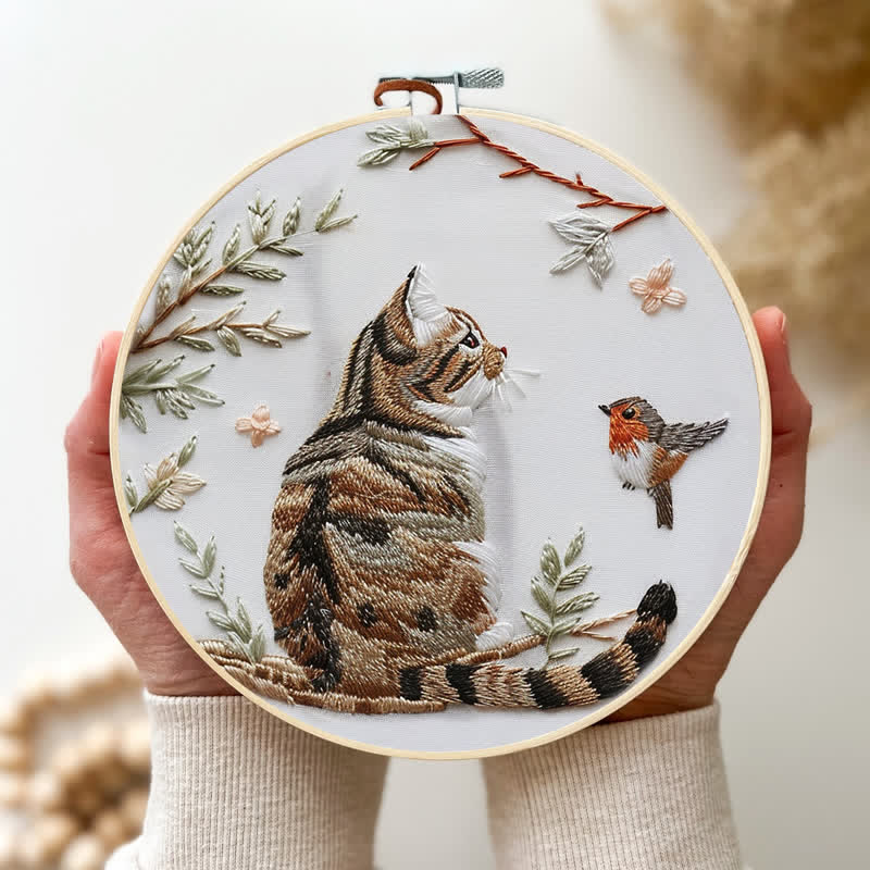 Rubbyoo Embroidery Kit - Garden Cat and Bird - image 4