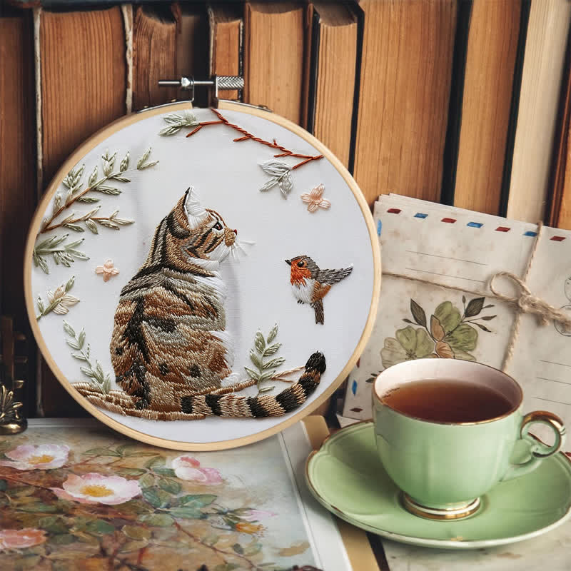 Rubbyoo Embroidery Kit - Garden Cat and Bird - image 5