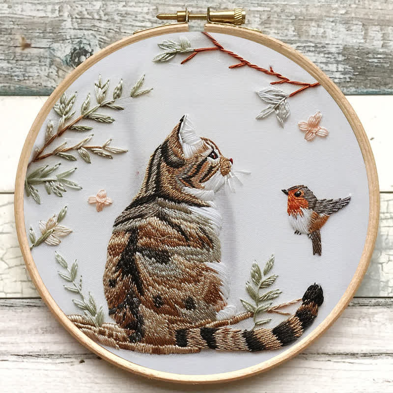 Rubbyoo Embroidery Kit - Garden Cat and Bird - image 6