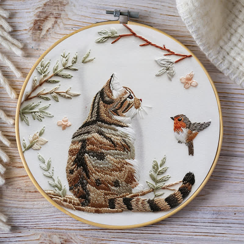 Rubbyoo Embroidery Kit - Garden Cat and Bird - image 7