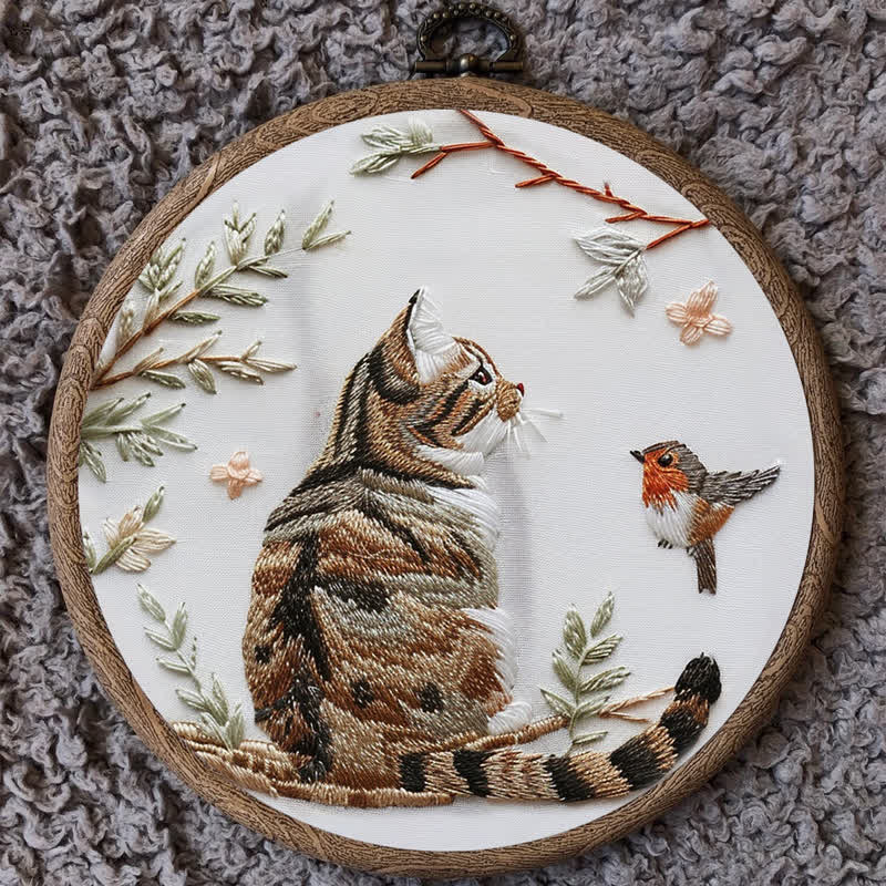 Rubbyoo Embroidery Kit - Garden Cat and Bird - image 9