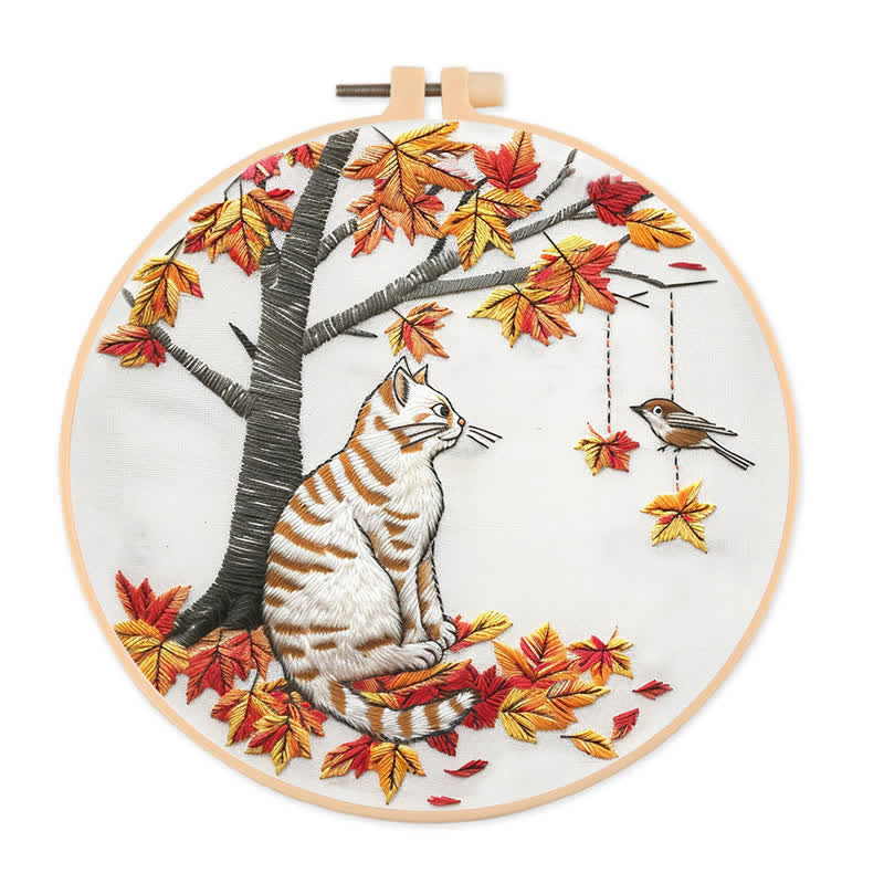 Rubbyoo Embroidery Kit - Autumn cat - image 0