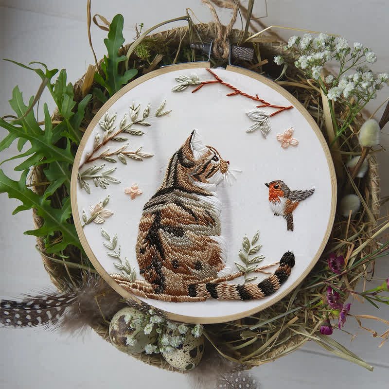 Rubbyoo Embroidery Kit - Garden Cat and Bird - image 8