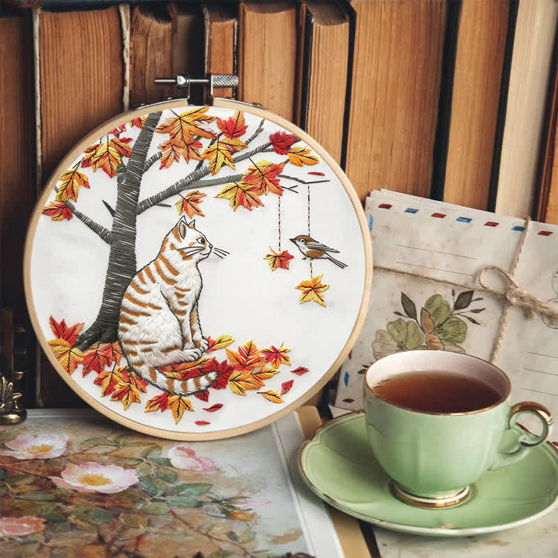 Rubbyoo Embroidery Kit - Autumn cat - image 5