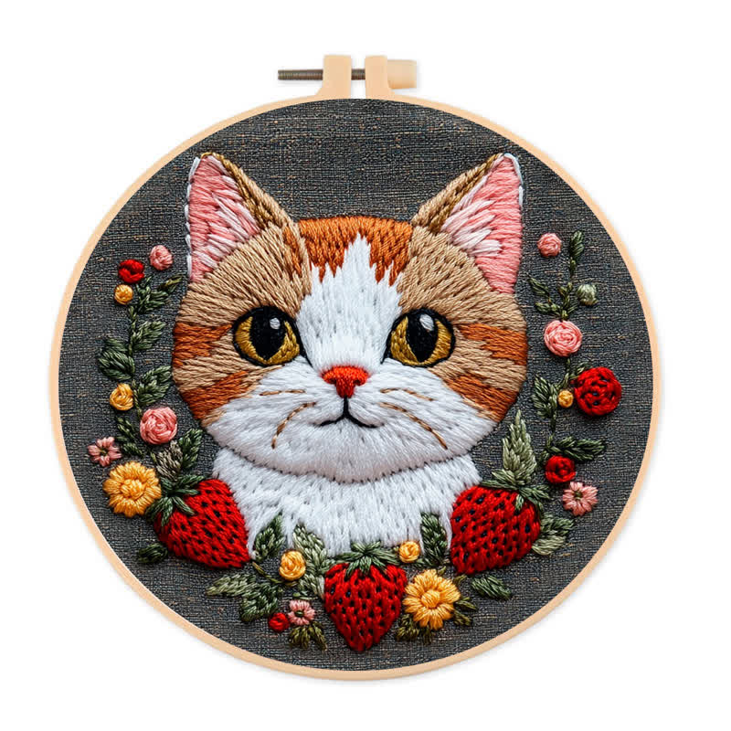Rubbyoo Embroidery Kit - Strawberry Cat - image 0