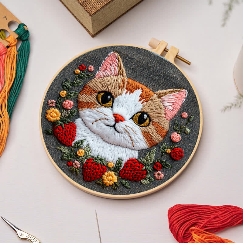 Rubbyoo Embroidery Kit - Strawberry Cat - image 3