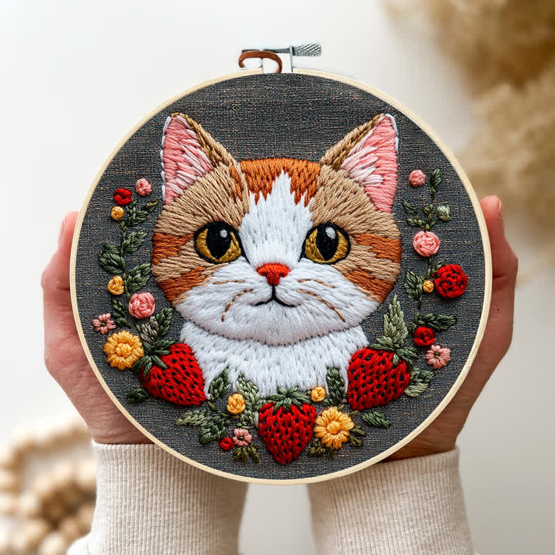 Rubbyoo Embroidery Kit - Strawberry Cat - image 2