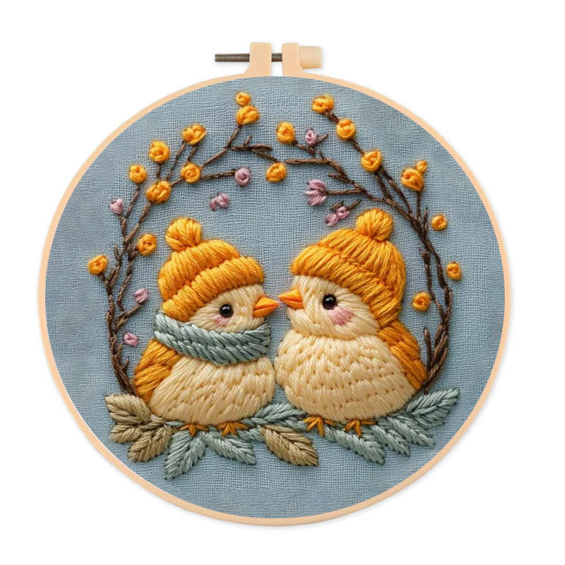 Rubbyoo Embroidery Kit - Cute Winter Birds - image 0