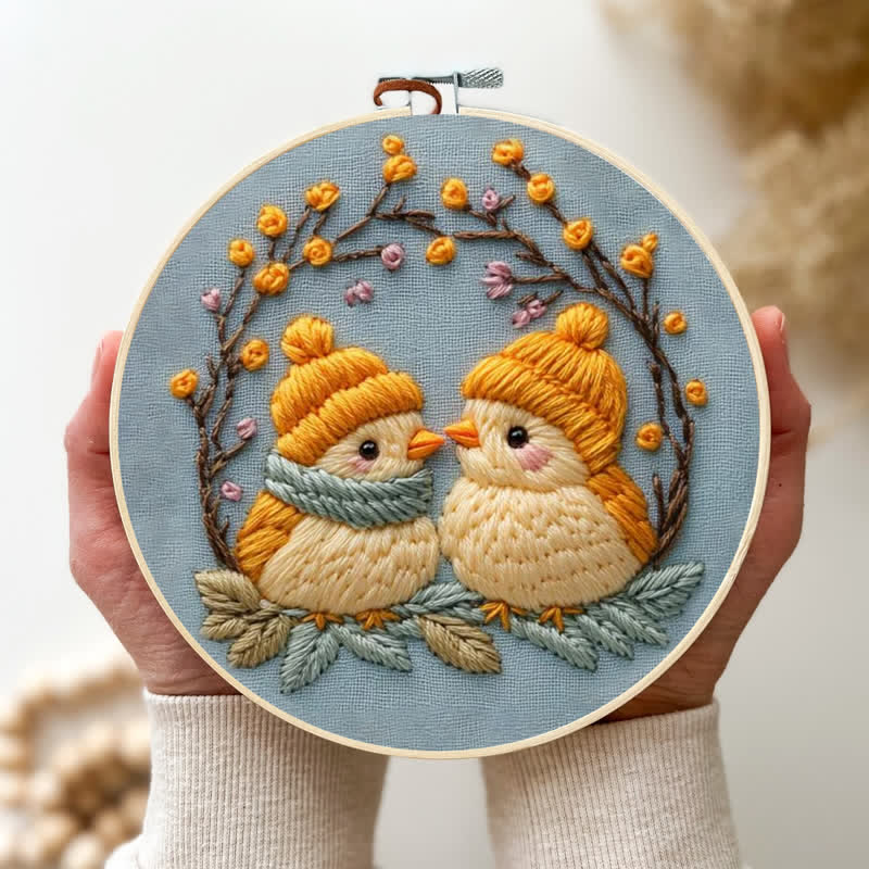 Rubbyoo Embroidery Kit - Cute Winter Birds - image 2