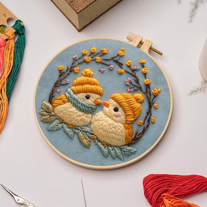 Rubbyoo Embroidery Kit - Cute Winter Birds - image 4