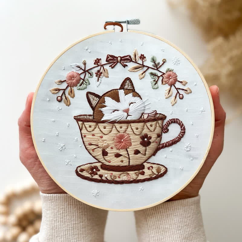 Rubbyoo Embroidery Kit - Cat Tea Cup - image 3