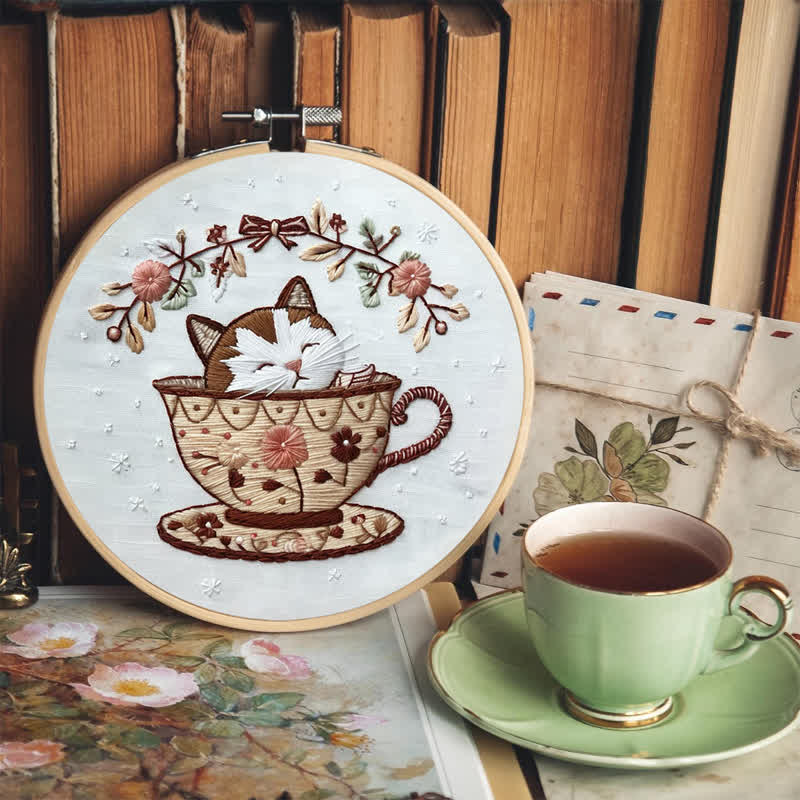 Rubbyoo Embroidery Kit - Cat Tea Cup - image 6